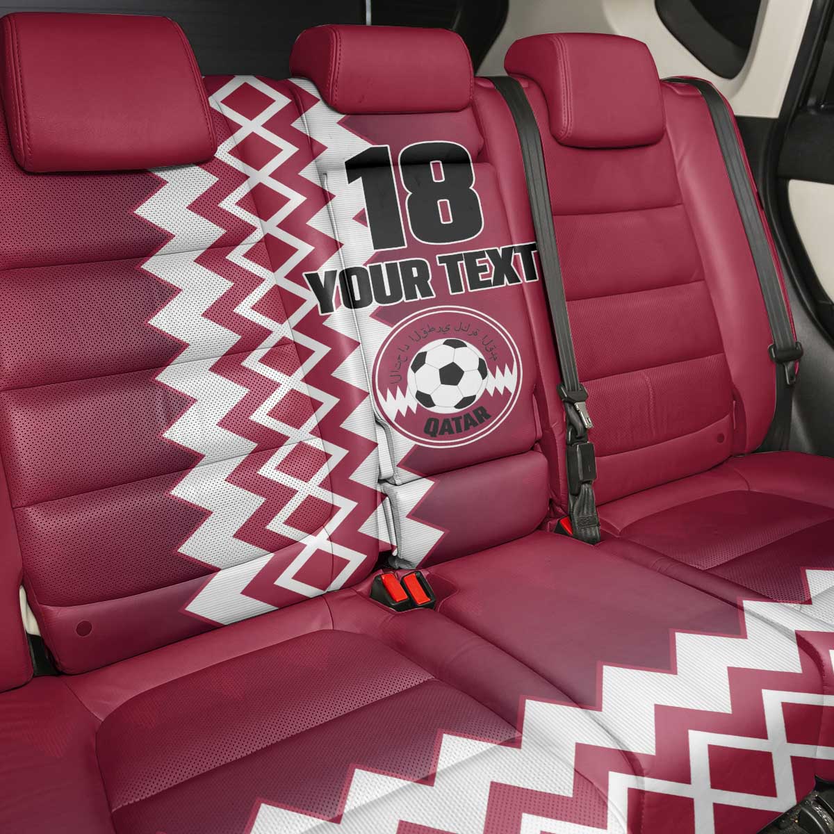 Custom Qatar Football Back Car Seat Cover Maroon One Go Champion - Wonder Print Shop
