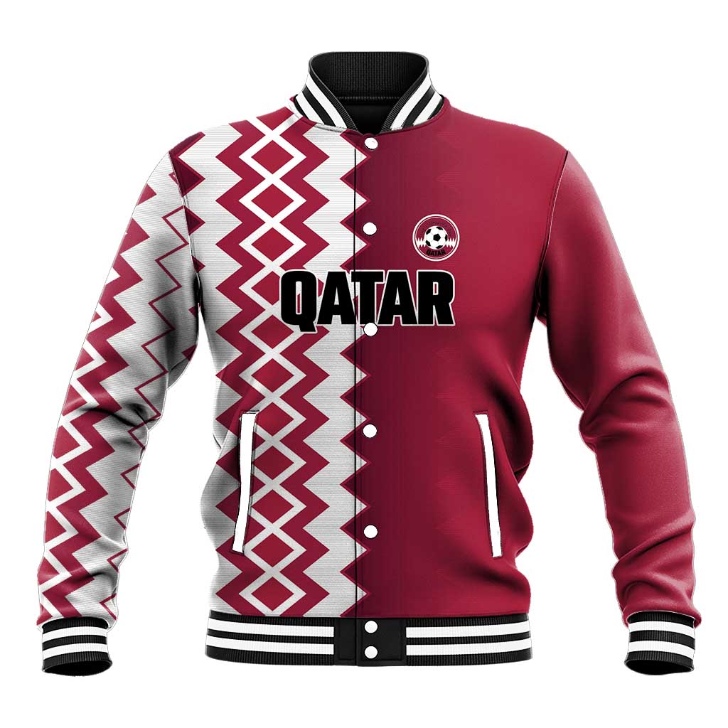 Custom Qatar Football Baseball Jacket Maroon One Go Champion - Wonder Print Shop