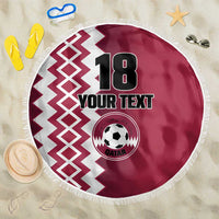 Custom Qatar Football Beach Blanket Maroon One Go Champion - Wonder Print Shop