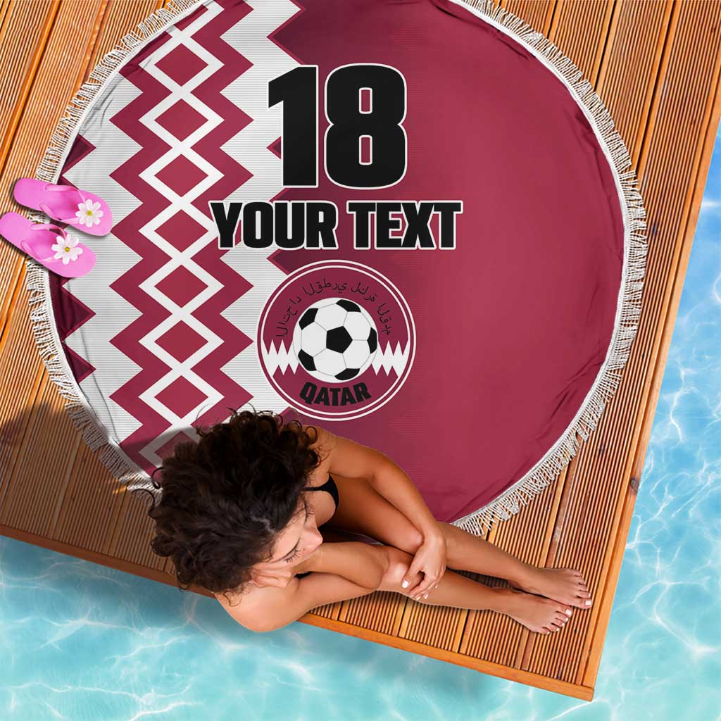 Custom Qatar Football Beach Blanket Maroon One Go Champion - Wonder Print Shop