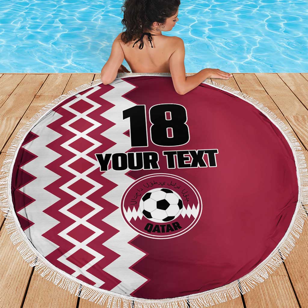 Custom Qatar Football Beach Blanket Maroon One Go Champion - Wonder Print Shop