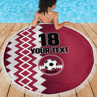 Custom Qatar Football Beach Blanket Maroon One Go Champion - Wonder Print Shop