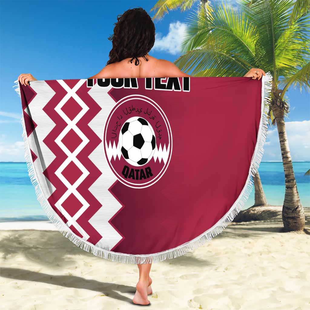 Custom Qatar Football Beach Blanket Maroon One Go Champion - Wonder Print Shop