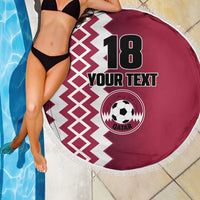 Custom Qatar Football Beach Blanket Maroon One Go Champion - Wonder Print Shop