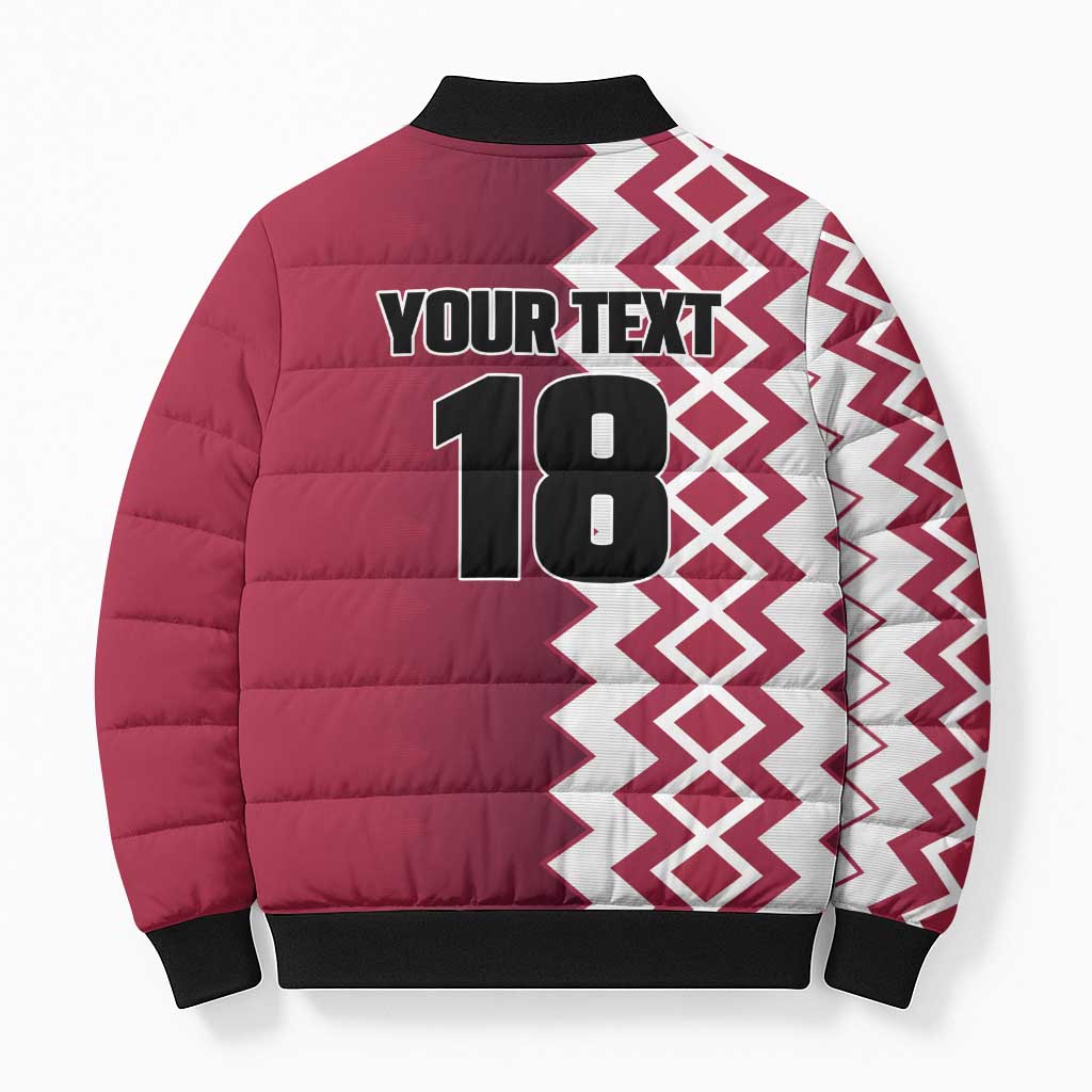 Custom Qatar Football Bomber Puffer Jacket Maroon One Go Champion - Wonder Print Shop