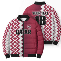 Custom Qatar Football Bomber Puffer Jacket Maroon One Go Champion - Wonder Print Shop