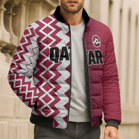 Custom Qatar Football Bomber Puffer Jacket Maroon One Go Champion - Wonder Print Shop