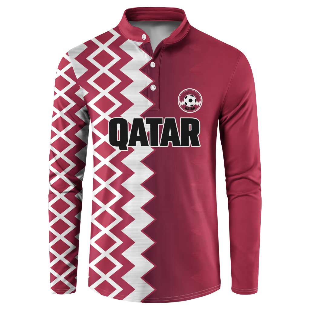 Custom Qatar Football Button Sweatshirt Maroon One Go Champion - Wonder Print Shop