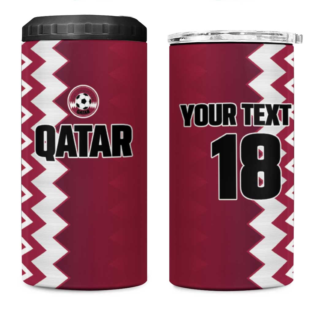 Custom Qatar Football 4 in 1 Can Cooler Tumbler Maroon One Go Champion - Wonder Print Shop