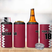 Custom Qatar Football 4 in 1 Can Cooler Tumbler Maroon One Go Champion - Wonder Print Shop