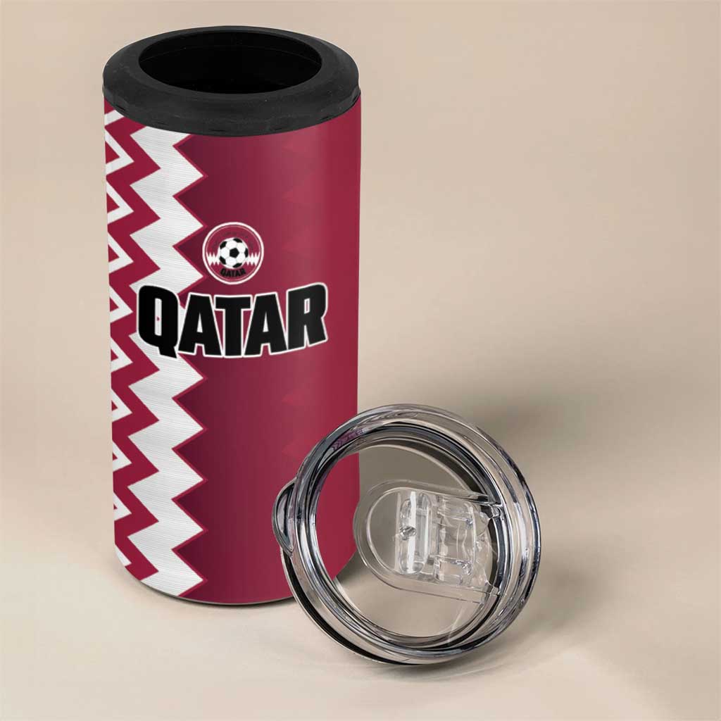 Custom Qatar Football 4 in 1 Can Cooler Tumbler Maroon One Go Champion - Wonder Print Shop