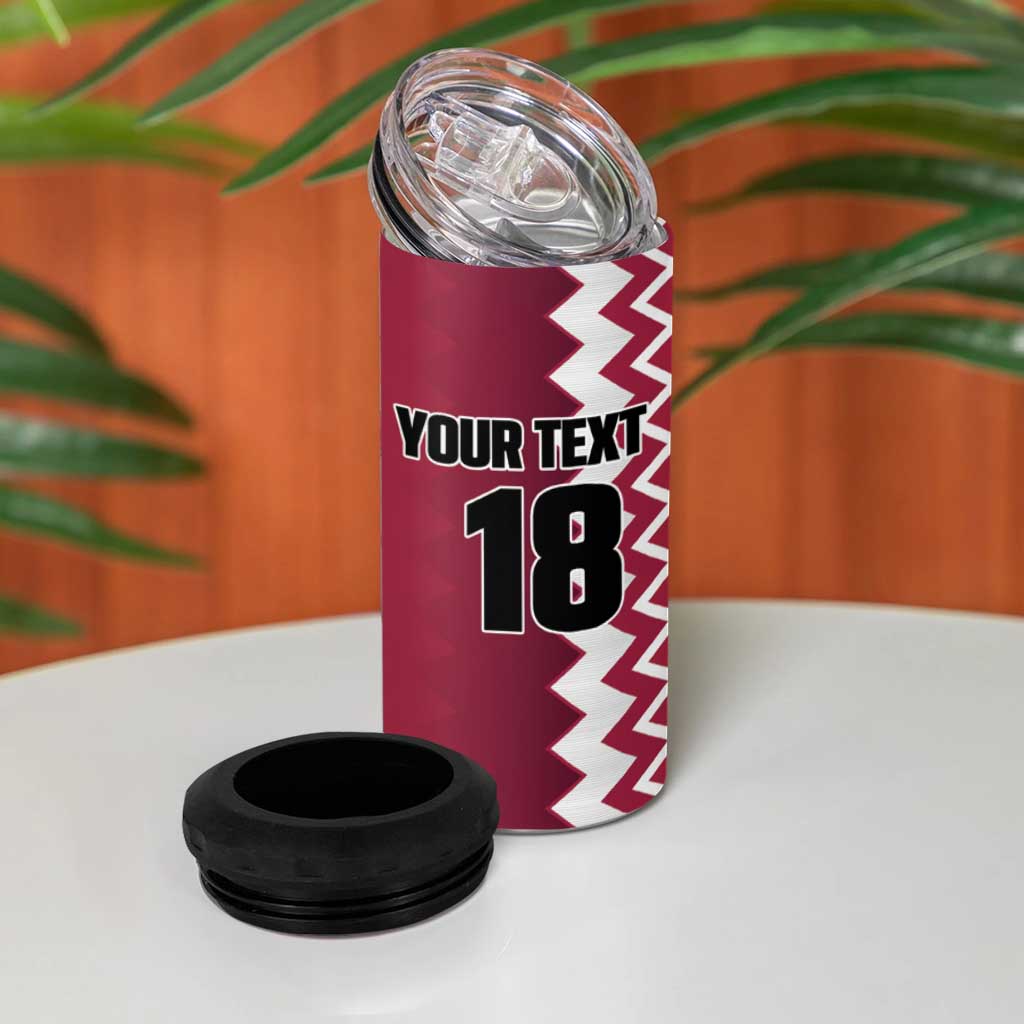 Custom Qatar Football 4 in 1 Can Cooler Tumbler Maroon One Go Champion - Wonder Print Shop