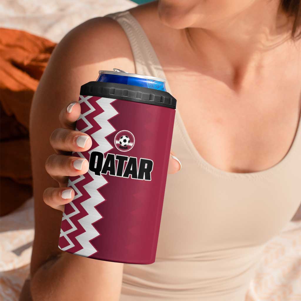 Custom Qatar Football 4 in 1 Can Cooler Tumbler Maroon One Go Champion - Wonder Print Shop