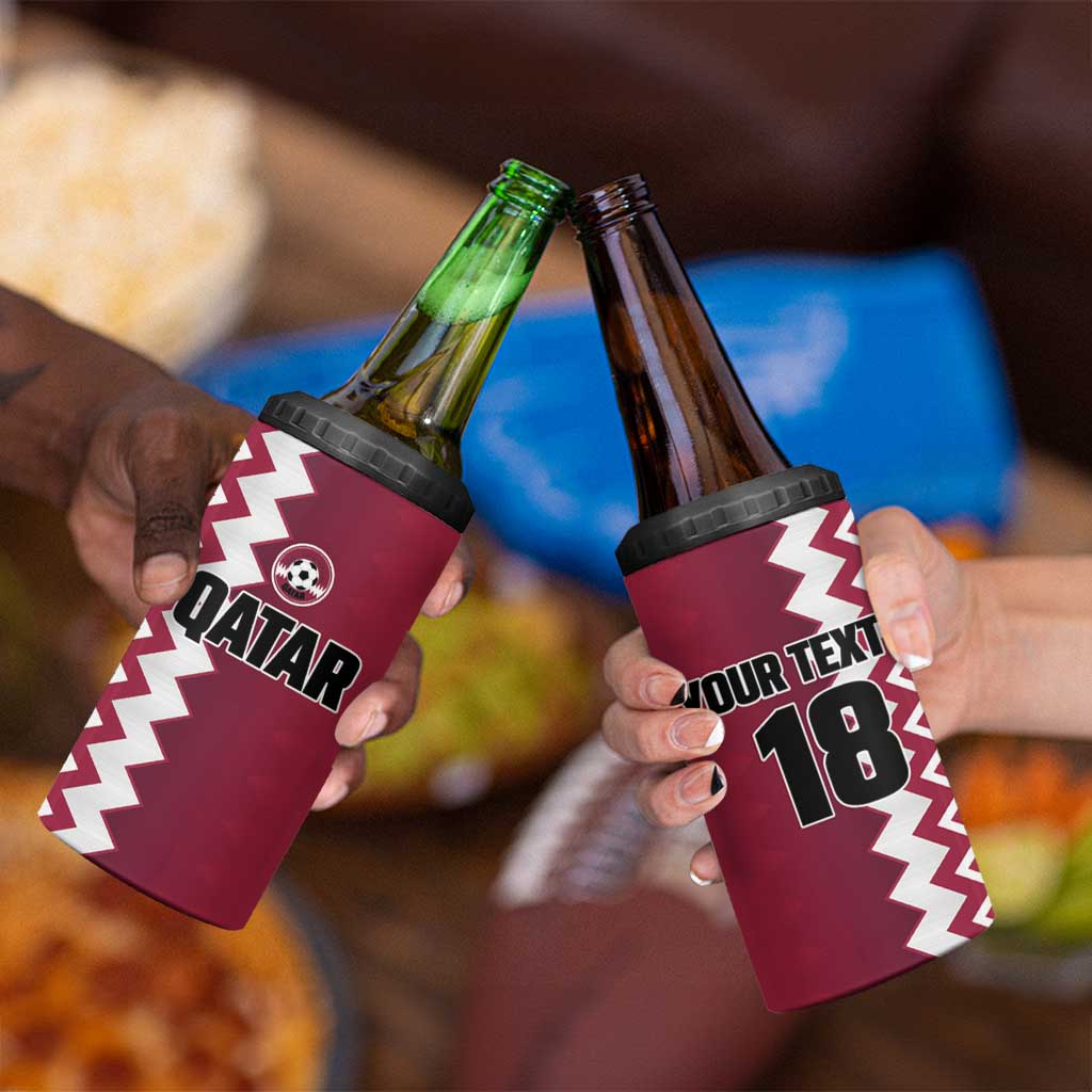 Custom Qatar Football 4 in 1 Can Cooler Tumbler Maroon One Go Champion - Wonder Print Shop