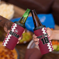 Custom Qatar Football 4 in 1 Can Cooler Tumbler Maroon One Go Champion - Wonder Print Shop