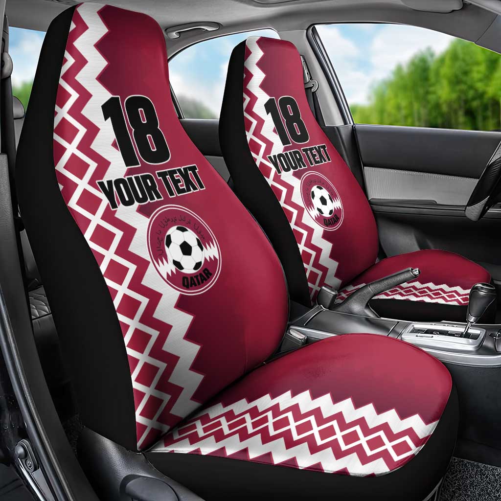 Custom Qatar Football Car Seat Cover Maroon One Go Champion - Wonder Print Shop
