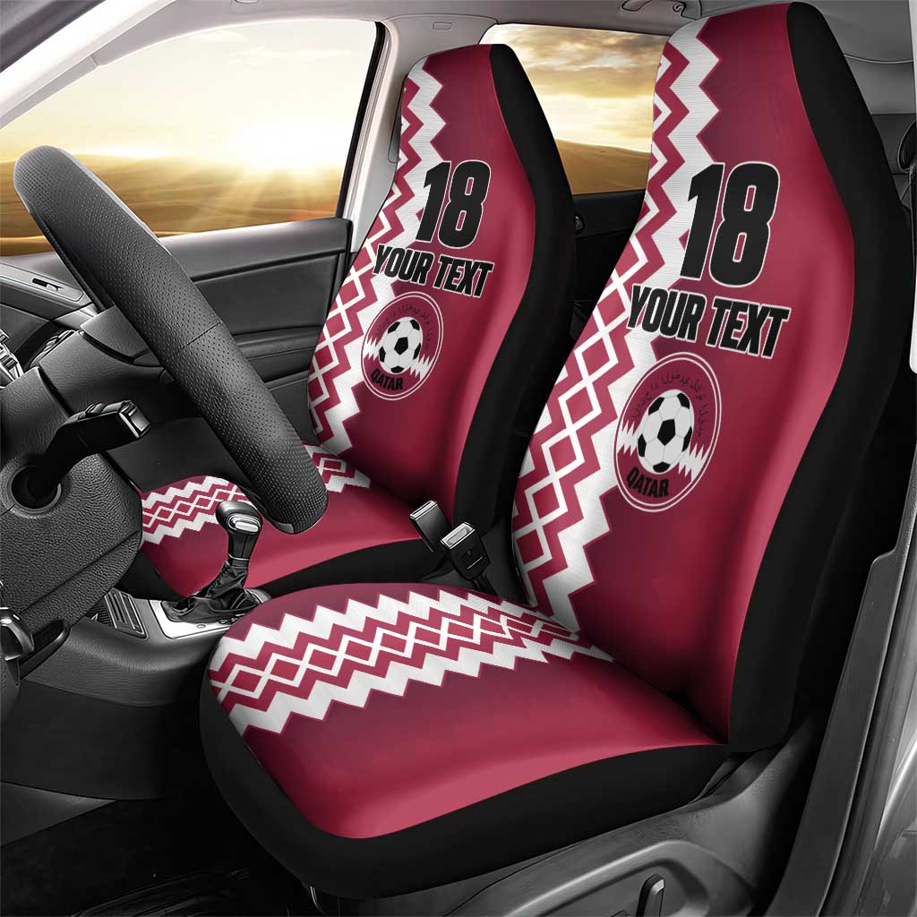 Custom Qatar Football Car Seat Cover Maroon One Go Champion - Wonder Print Shop