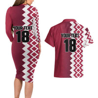 Custom Qatar Football Couples Matching Long Sleeve Bodycon Dress and Hawaiian Shirt Maroon One Go Champion - Wonder Print Shop