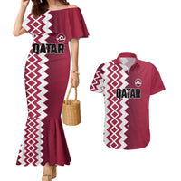 Custom Qatar Football Couples Matching Mermaid Dress and Hawaiian Shirt Maroon One Go Champion - Wonder Print Shop