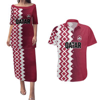 Custom Qatar Football Couples Matching Puletasi and Hawaiian Shirt Maroon One Go Champion - Wonder Print Shop