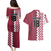 Custom Qatar Football Couples Matching Puletasi and Hawaiian Shirt Maroon One Go Champion - Wonder Print Shop