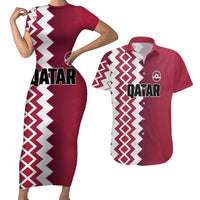 Custom Qatar Football Couples Matching Short Sleeve Bodycon Dress and Hawaiian Shirt Maroon One Go Champion - Wonder Print Shop
