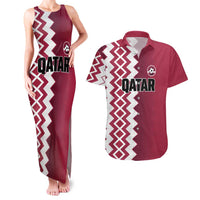 Custom Qatar Football Couples Matching Tank Maxi Dress and Hawaiian Shirt Maroon One Go Champion - Wonder Print Shop