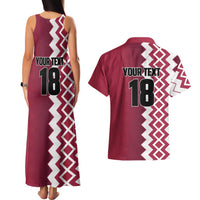 Custom Qatar Football Couples Matching Tank Maxi Dress and Hawaiian Shirt Maroon One Go Champion - Wonder Print Shop