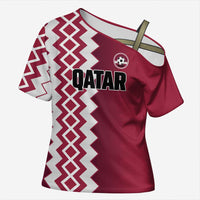 Custom Qatar Football Cross Shoulder Shirt Maroon One Go Champion - Wonder Print Shop