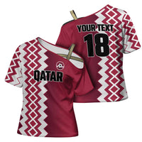 Custom Qatar Football Cross Shoulder Shirt Maroon One Go Champion - Wonder Print Shop