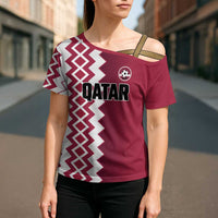 Custom Qatar Football Cross Shoulder Shirt Maroon One Go Champion - Wonder Print Shop