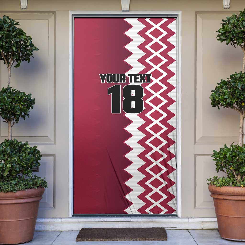 Custom Qatar Football Door Cover Maroon One Go Champion - Wonder Print Shop