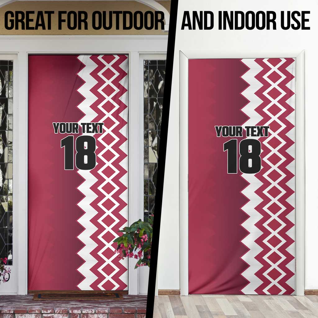 Custom Qatar Football Door Cover Maroon One Go Champion - Wonder Print Shop