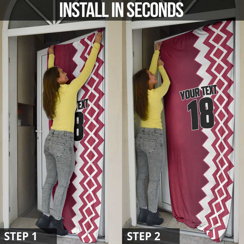 Custom Qatar Football Door Cover Maroon One Go Champion - Wonder Print Shop