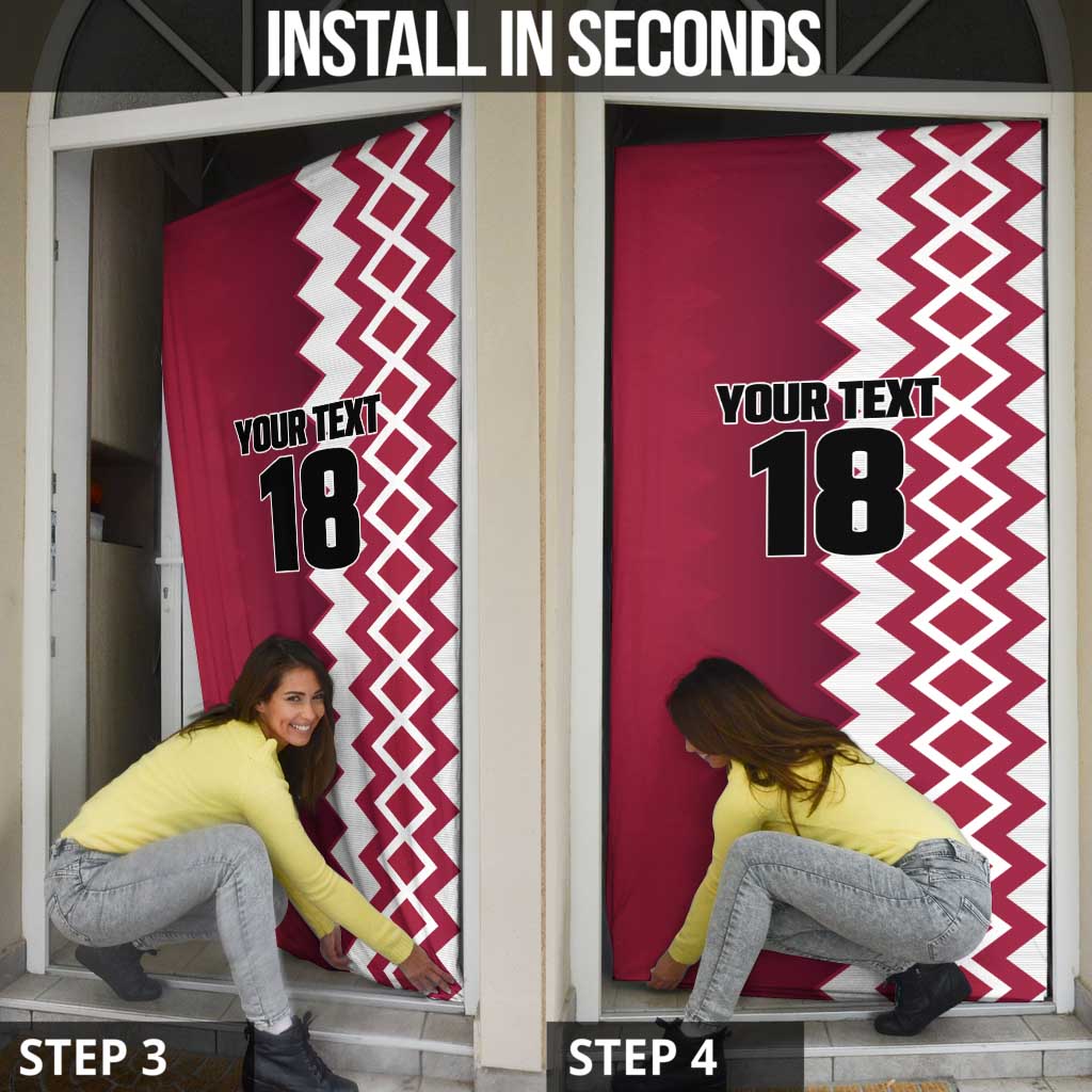 Custom Qatar Football Door Cover Maroon One Go Champion - Wonder Print Shop