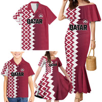Custom Qatar Football Family Matching Mermaid Dress and Hawaiian Shirt Maroon One Go Champion - Wonder Print Shop