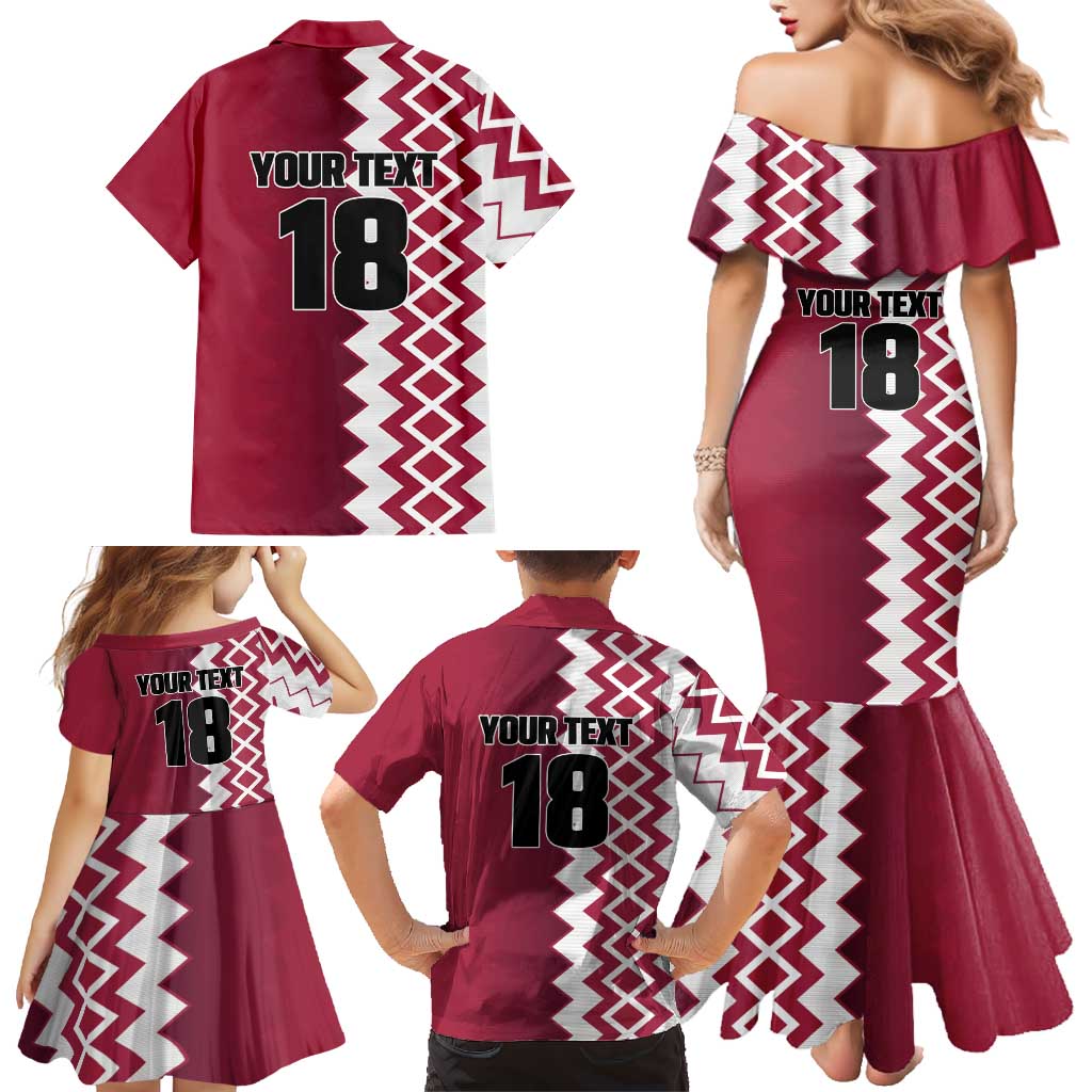 Custom Qatar Football Family Matching Mermaid Dress and Hawaiian Shirt Maroon One Go Champion - Wonder Print Shop
