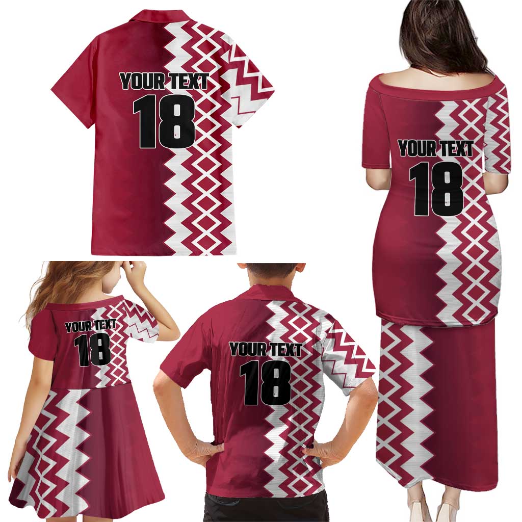 Custom Qatar Football Family Matching Puletasi and Hawaiian Shirt Maroon One Go Champion - Wonder Print Shop