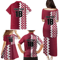 Custom Qatar Football Family Matching Puletasi and Hawaiian Shirt Maroon One Go Champion - Wonder Print Shop