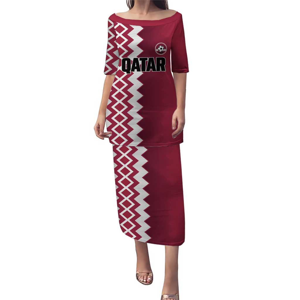 Custom Qatar Football Family Matching Puletasi and Hawaiian Shirt Maroon One Go Champion - Wonder Print Shop