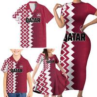 Custom Qatar Football Family Matching Short Sleeve Bodycon Dress and Hawaiian Shirt Maroon One Go Champion - Wonder Print Shop