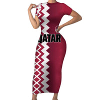 Custom Qatar Football Family Matching Short Sleeve Bodycon Dress and Hawaiian Shirt Maroon One Go Champion - Wonder Print Shop