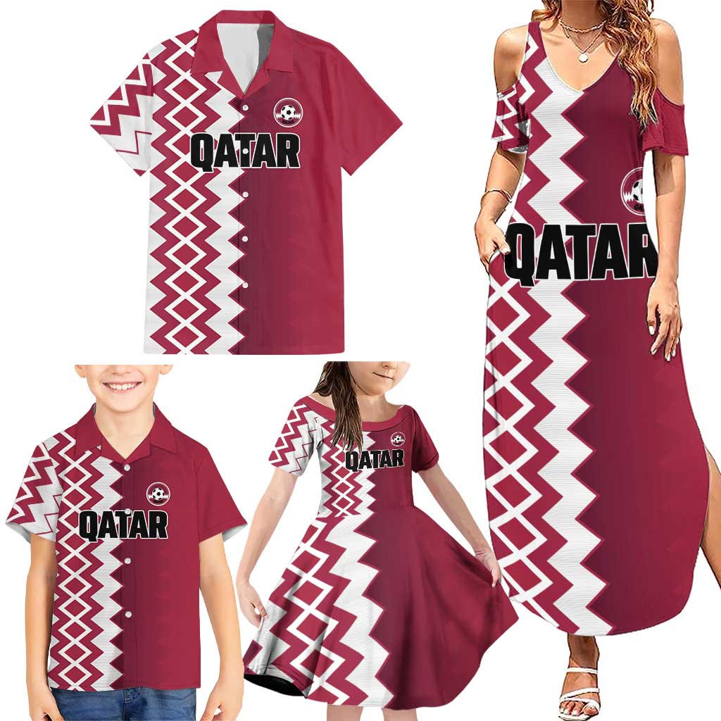 Custom Qatar Football Family Matching Summer Maxi Dress and Hawaiian Shirt Maroon One Go Champion - Wonder Print Shop