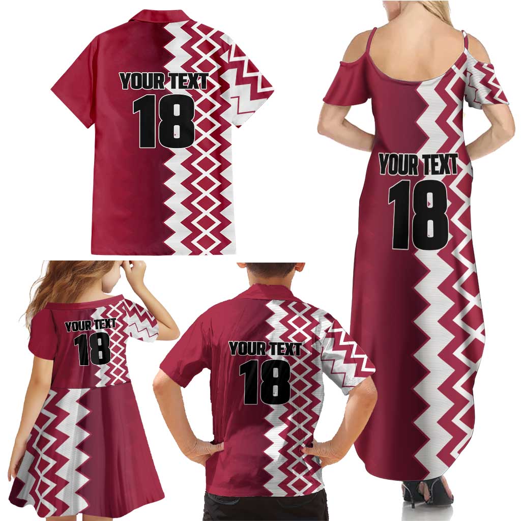 Custom Qatar Football Family Matching Summer Maxi Dress and Hawaiian Shirt Maroon One Go Champion - Wonder Print Shop