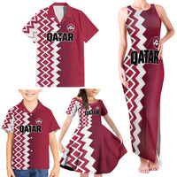 Custom Qatar Football Family Matching Tank Maxi Dress and Hawaiian Shirt Maroon One Go Champion - Wonder Print Shop