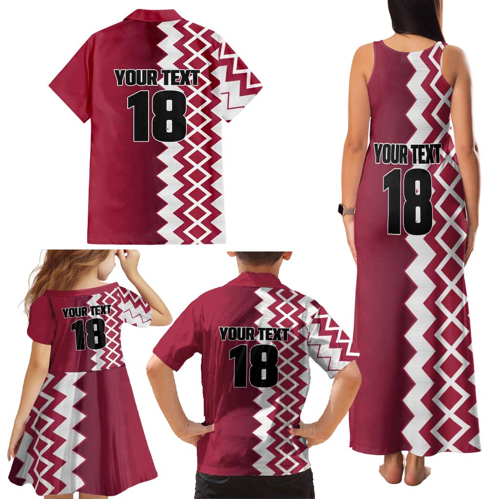 Custom Qatar Football Family Matching Tank Maxi Dress and Hawaiian Shirt Maroon One Go Champion - Wonder Print Shop