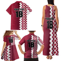 Custom Qatar Football Family Matching Tank Maxi Dress and Hawaiian Shirt Maroon One Go Champion - Wonder Print Shop