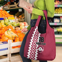 Custom Qatar Football Grocery Bag Maroon One Go Champion - Wonder Print Shop
