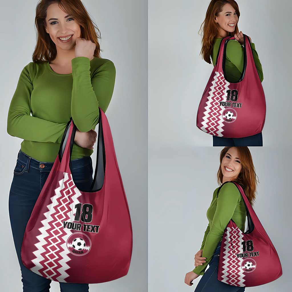 Custom Qatar Football Grocery Bag Maroon One Go Champion - Wonder Print Shop
