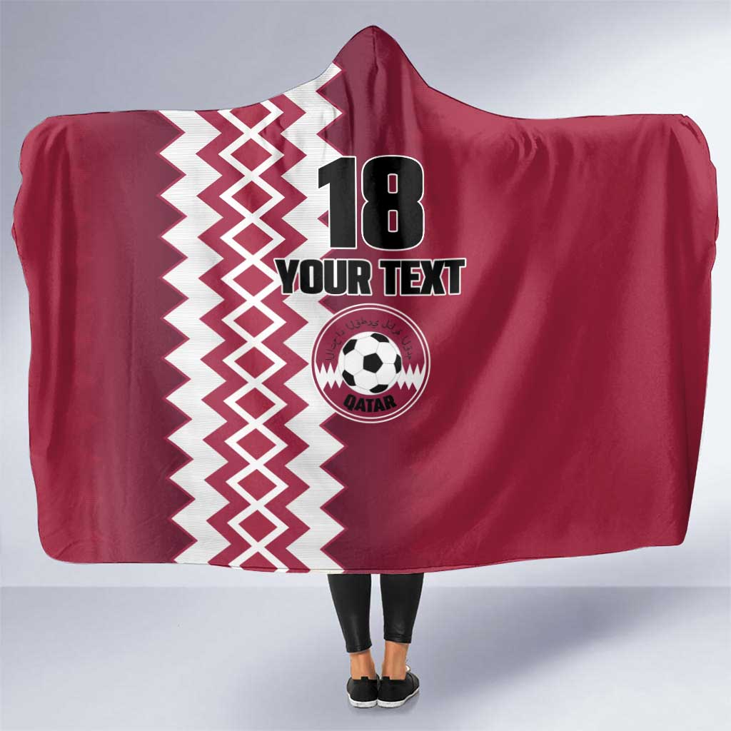 Custom Qatar Football Hooded Blanket Maroon One Go Champion - Wonder Print Shop